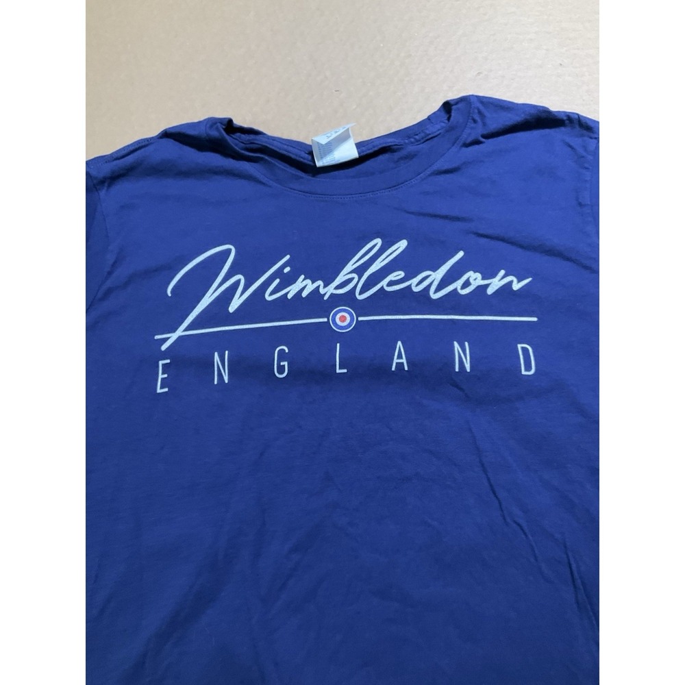 Vintage Wimbledon Tennis T-Shirt Mens Large Blue Championship UK England 90s